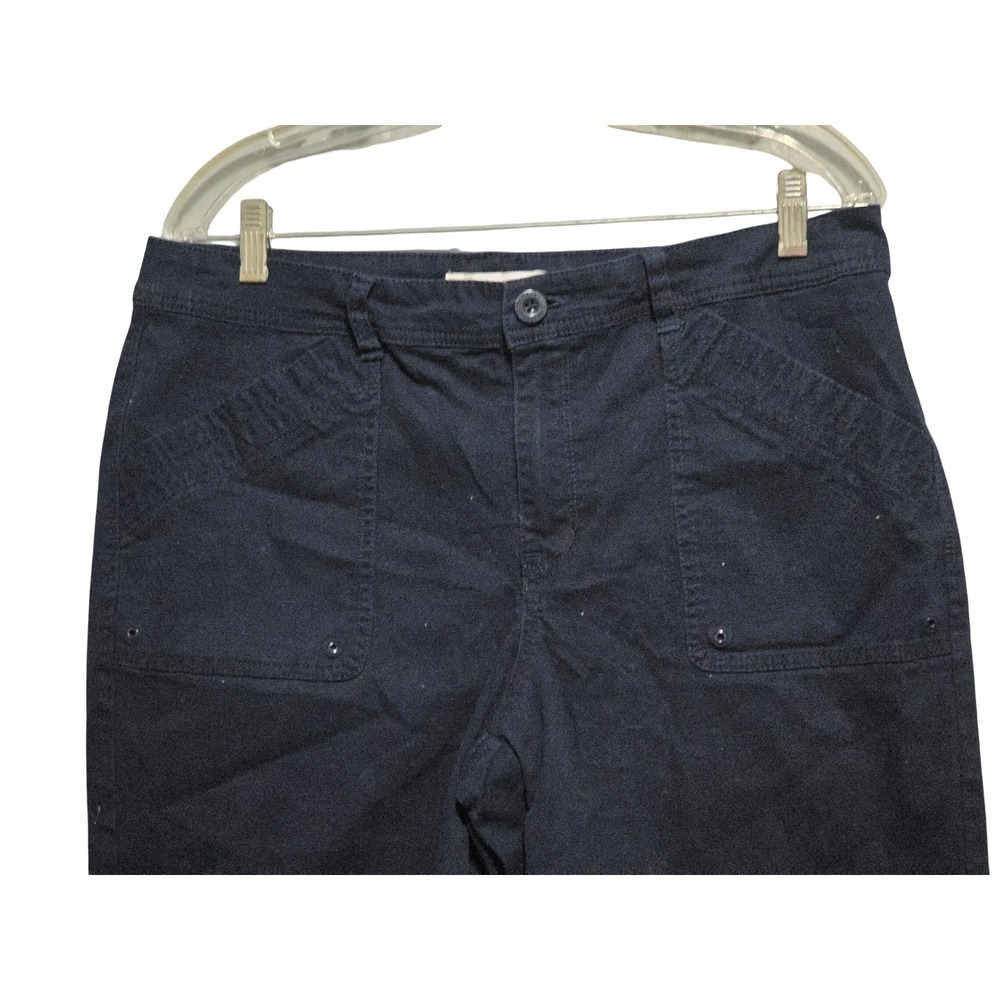 Gloria Vanderbilt Khaki United Navy Blue Utility Shorts Womens Size 10 Cuffed - Picture 2 of 9